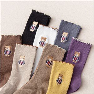 Meias femininas plissadas bordadas personalizadas